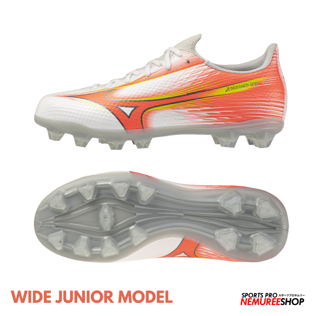 MIZUNO Football Shoes ALPHA 3 SELECT JR WIDE (WHITE/LAVA ORANGE/EVENING PRIMROSE)
