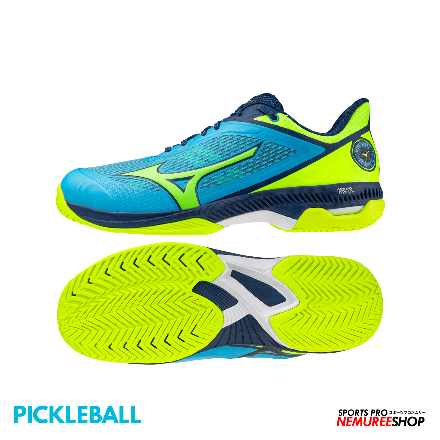 MIZUNO PickleBall Shoes WAVE STRIKE (JET BLUE / LIGHTNING YELLOW / ESTATE BLUE) - Nemuree Shop - Online Sports Store