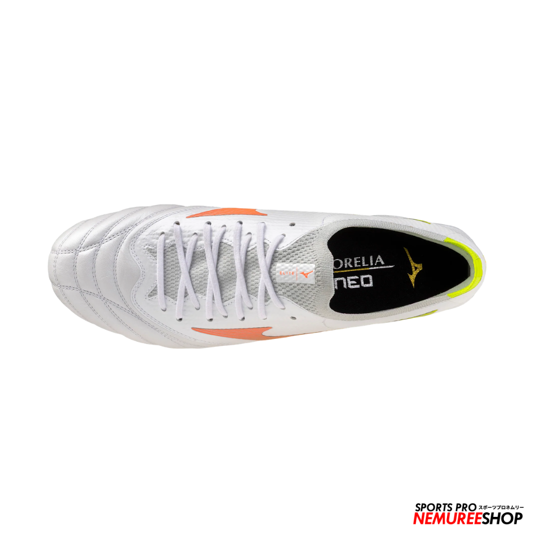 MIZUNO Football Shoes MORELIA NEO 5 BETA ELITE (WHITE / LAVA ORANGE / EVENING PRIMROSE)