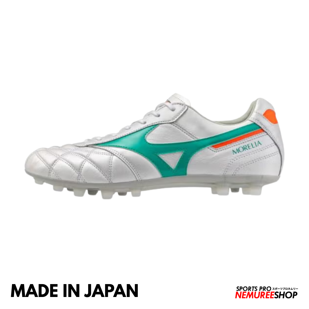 MIZUNO Soccer Shoes MORELIA 2 JAPAN AG  (WHITE/ARCADIA/LAVA ORANGE)