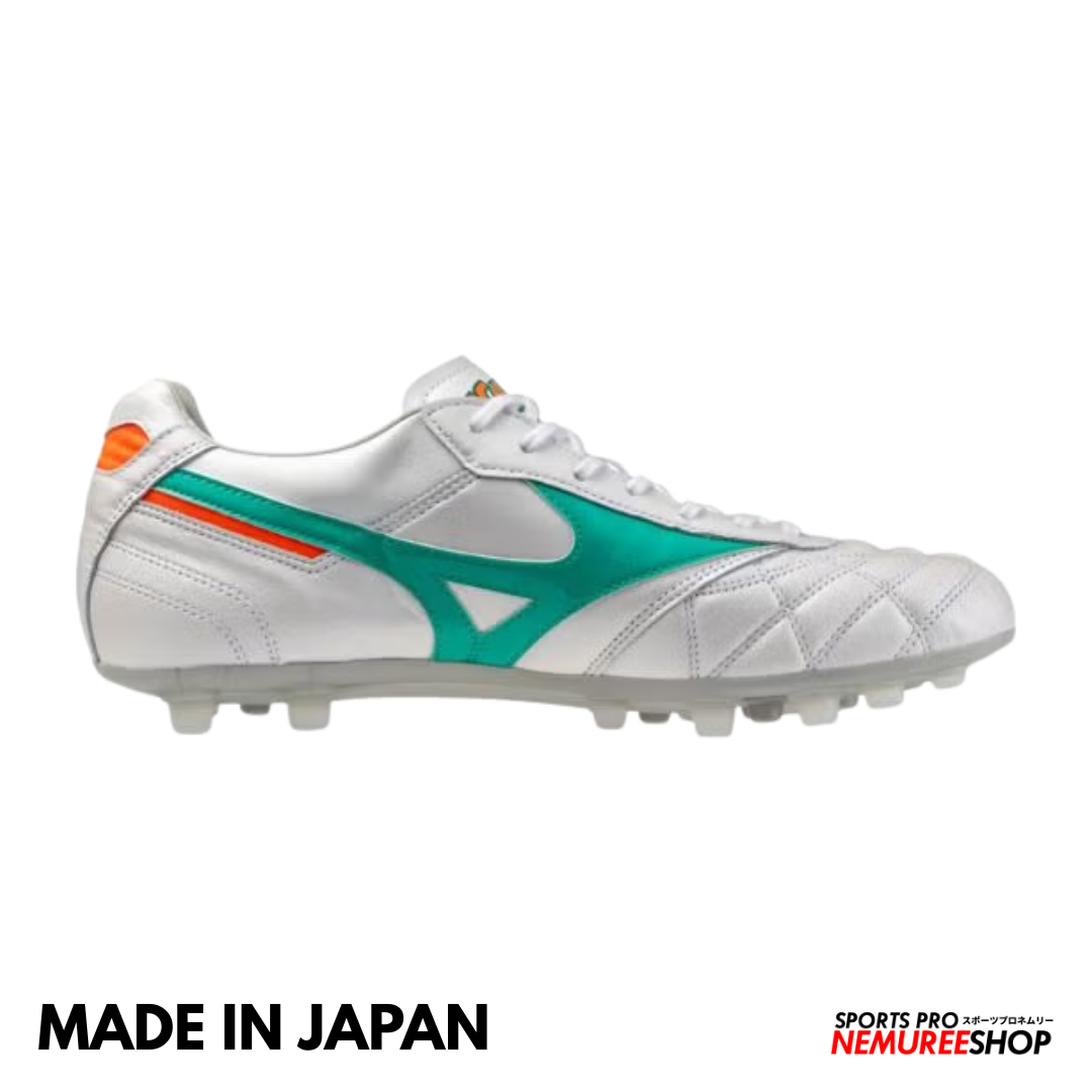 MIZUNO Soccer Shoes MORELIA 2 JAPAN AG  (WHITE/ARCADIA/LAVA ORANGE)