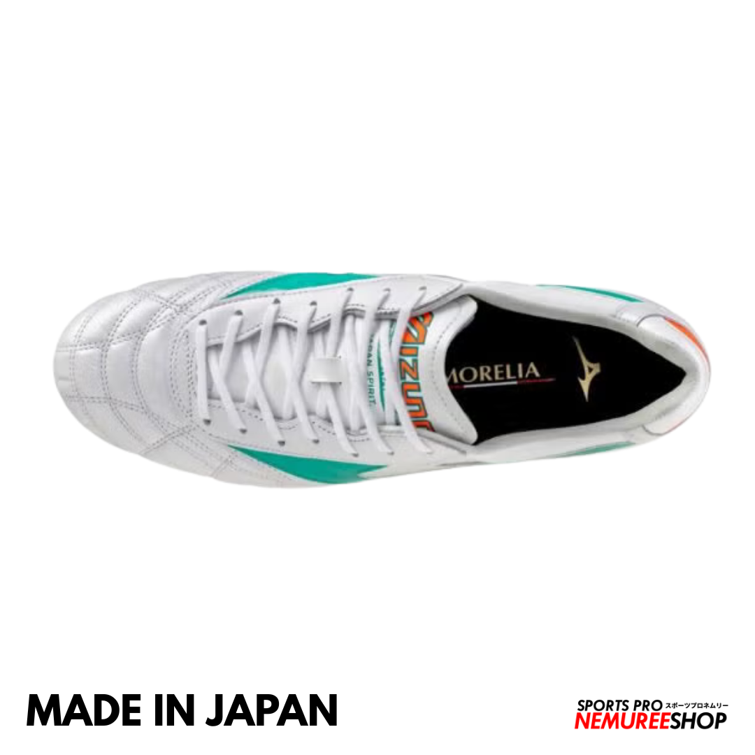 MIZUNO Soccer Shoes MORELIA 2 JAPAN AG  (WHITE/ARCADIA/LAVA ORANGE)
