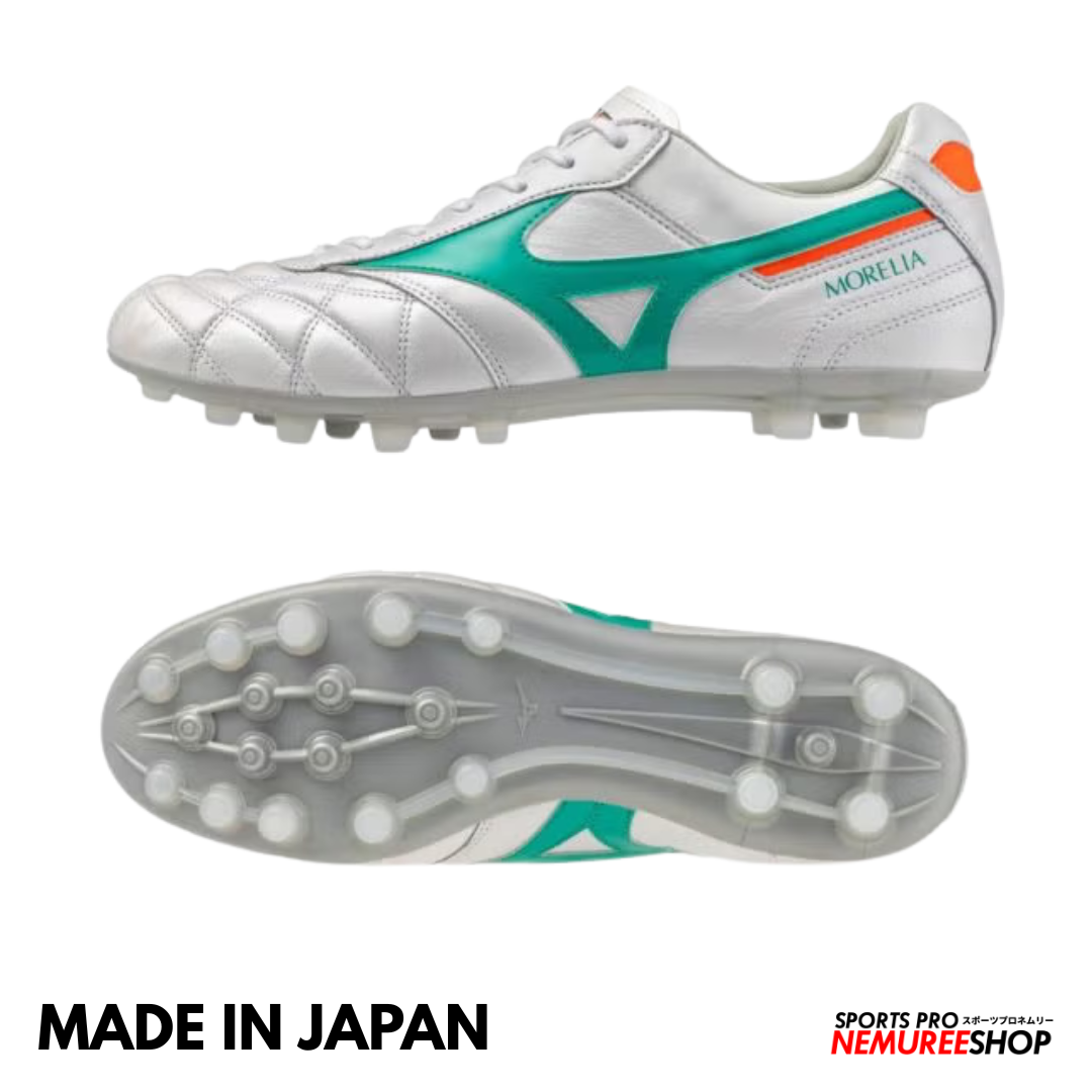 MIZUNO Soccer Shoes MORELIA 2 JAPAN AG  (WHITE/ARCADIA/LAVA ORANGE)