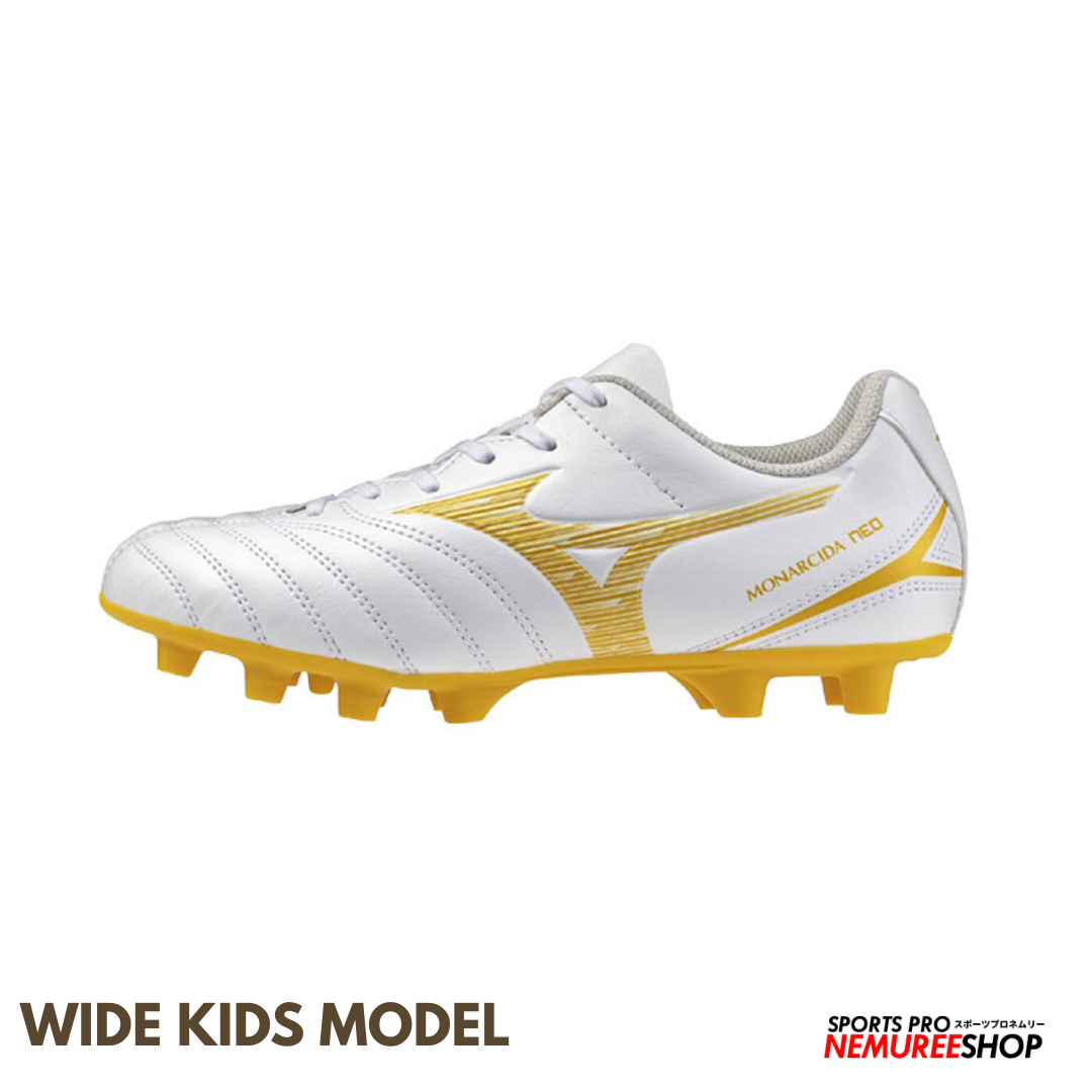MIZUNO Football Shoes MONARCIDA NEO 3 SELECT JR WIDE (WHITE / GOLD) - Nemuree Shop - Online Sports Store