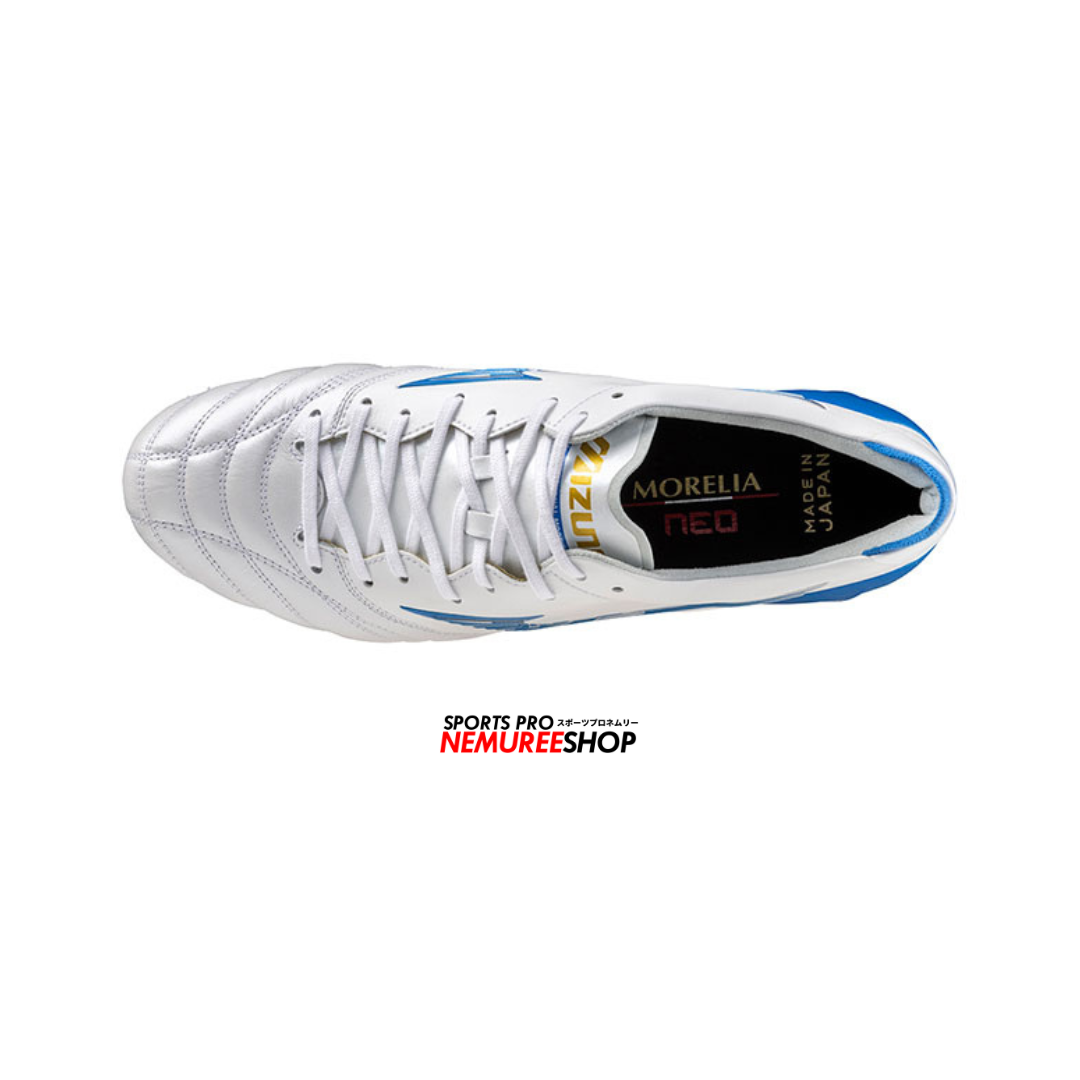 MIZUNO Football Shoes MORELIA NEO 4 JAPAN (WHITE/LASER BLUE/LASER BLUE) - Nemuree Shop - Online Sports Store
