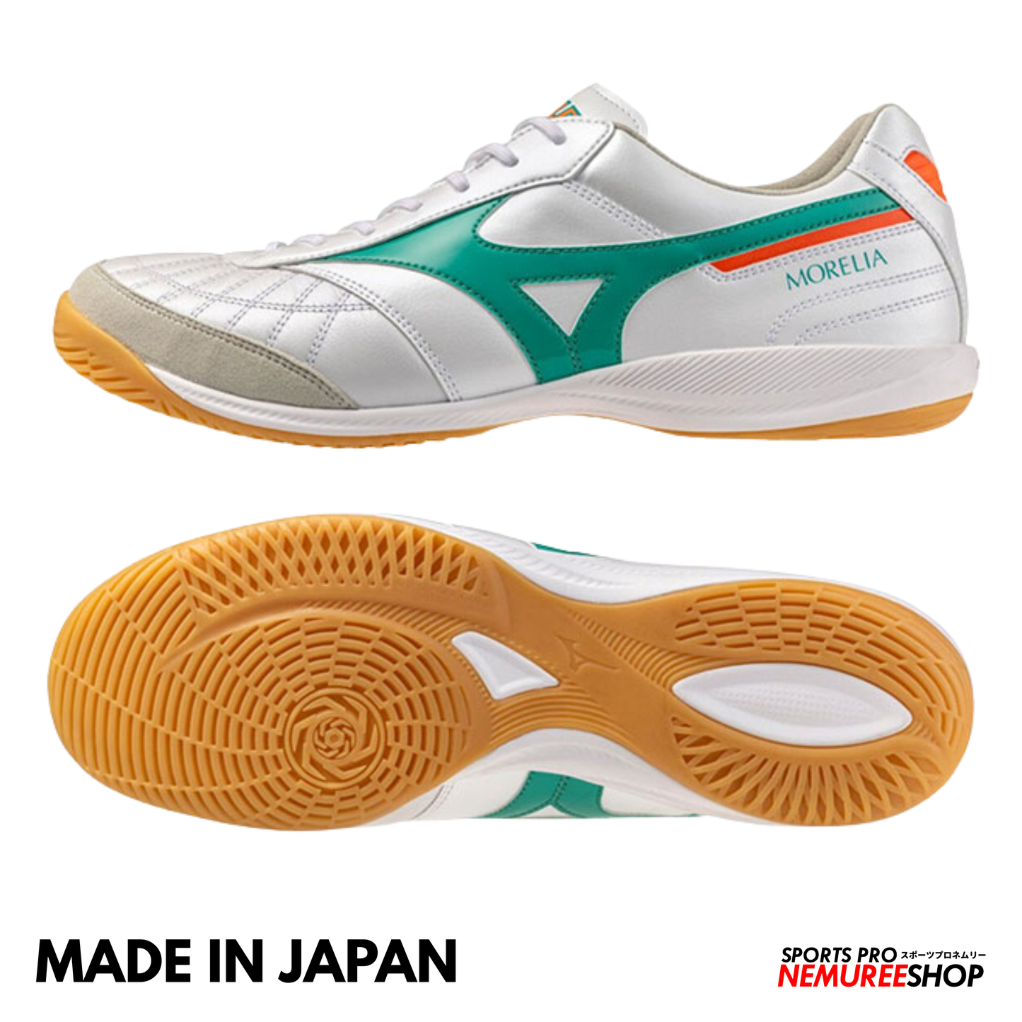 MIZUNO Futsal Shoes MORELIA SALA JAPAN IN (WHITE/ARCADIA/LAVA ORANGE)