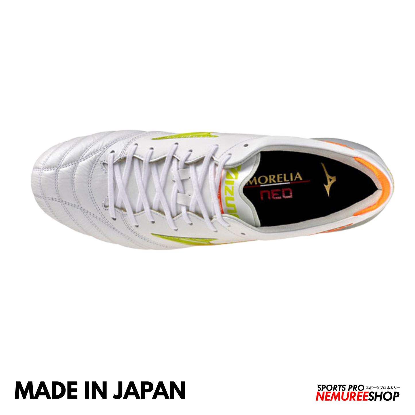 MIZUNO Football Shoes MORELIA NEO 5 JAPAN (WHITE/EVENING PRIMROSE/LAVA ORANGE)