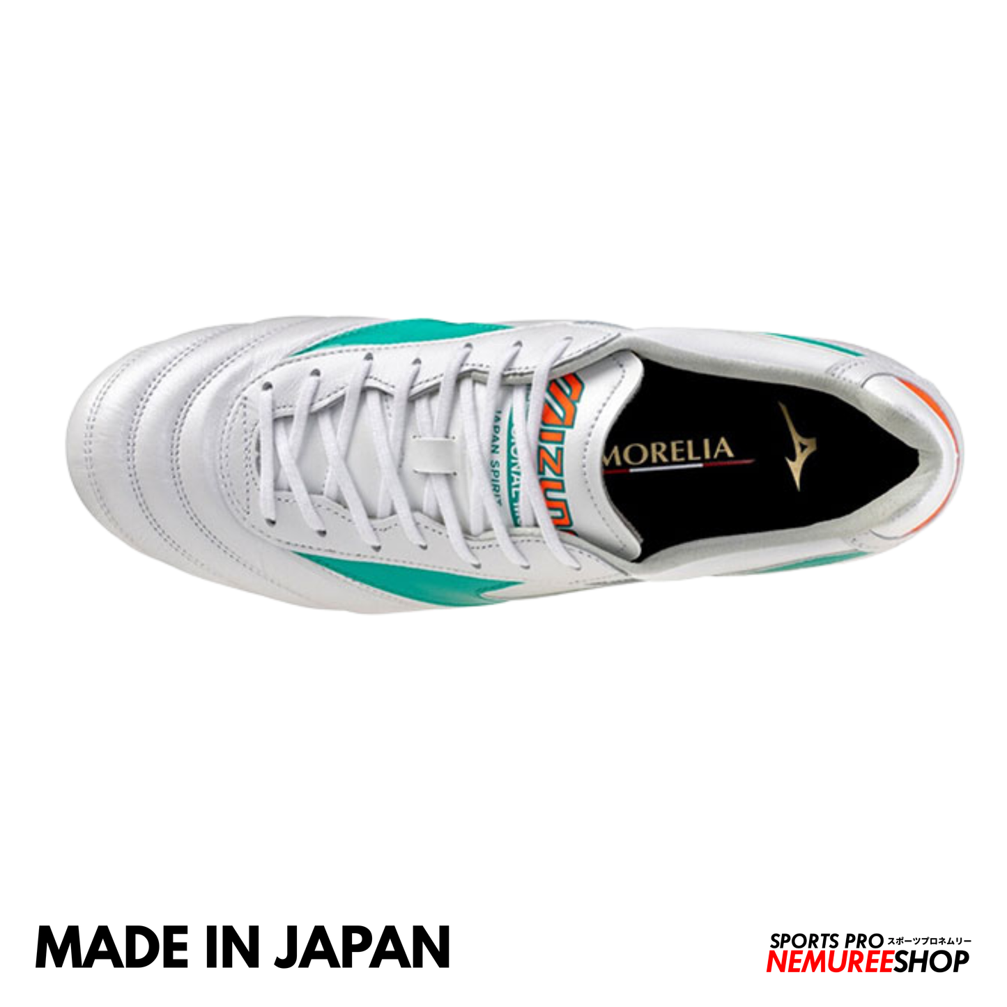 MIZUNO Football Shoes MORELIA 2 JAPAN (WHITE/ARCADIA/LAVA ORANGE)