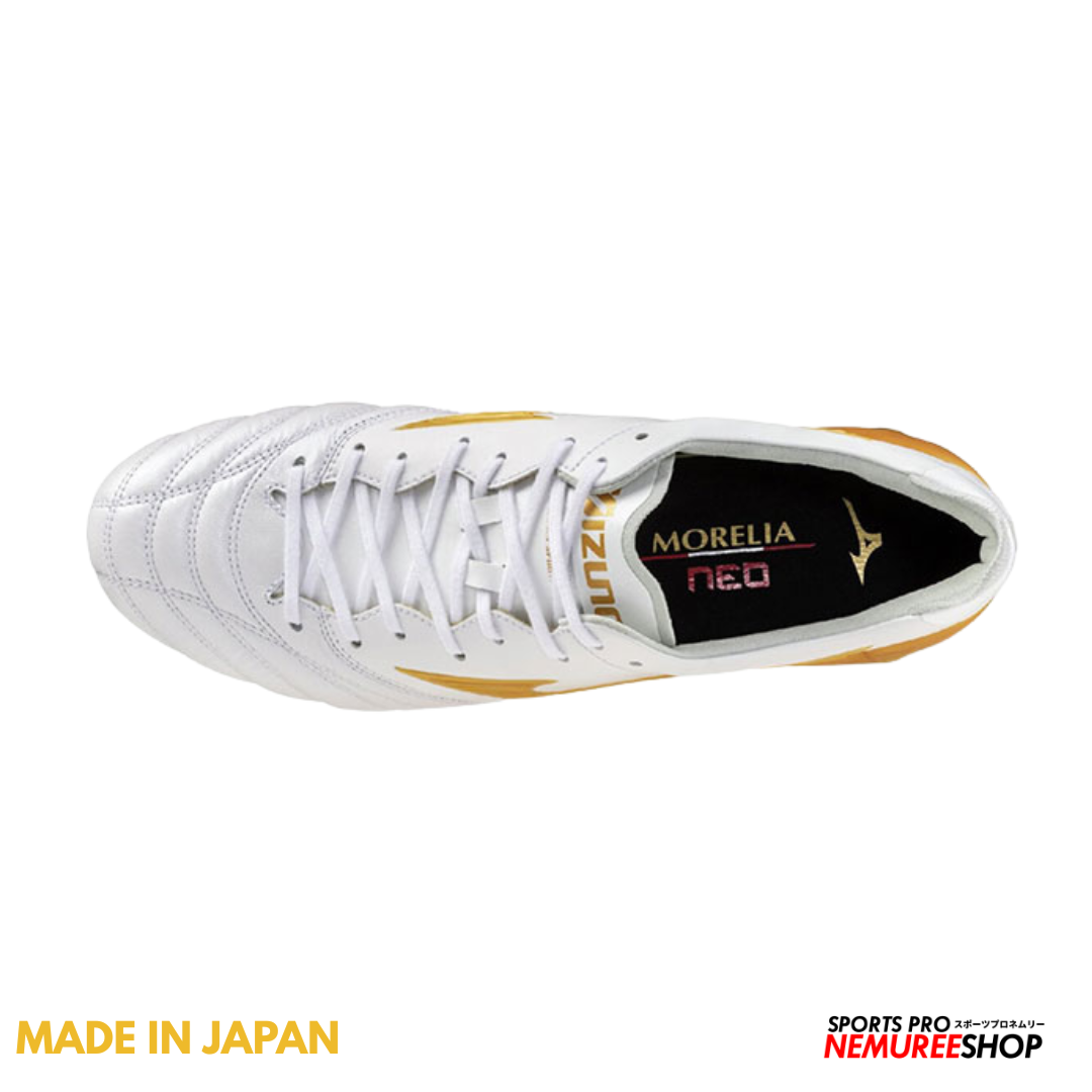 MIZUNO Football Shoes MORELIA NEO 4 JAPAN (WHITE / GOLD) - Nemuree Shop - Online Sports Store