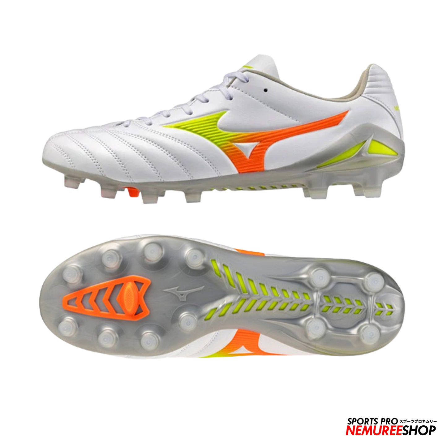 MIZUNO Football Shoes MONARCIDA NEO 3 PRO (WHITE/EVENING PRIMROSE/LAVA ORANGE)