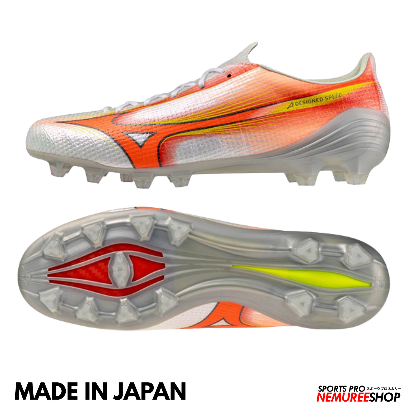 MIZUNO Football Shoes ALPHA 3 JAPAN (WHITE/LAVA ORANGE/EVENING PRIMROSE)