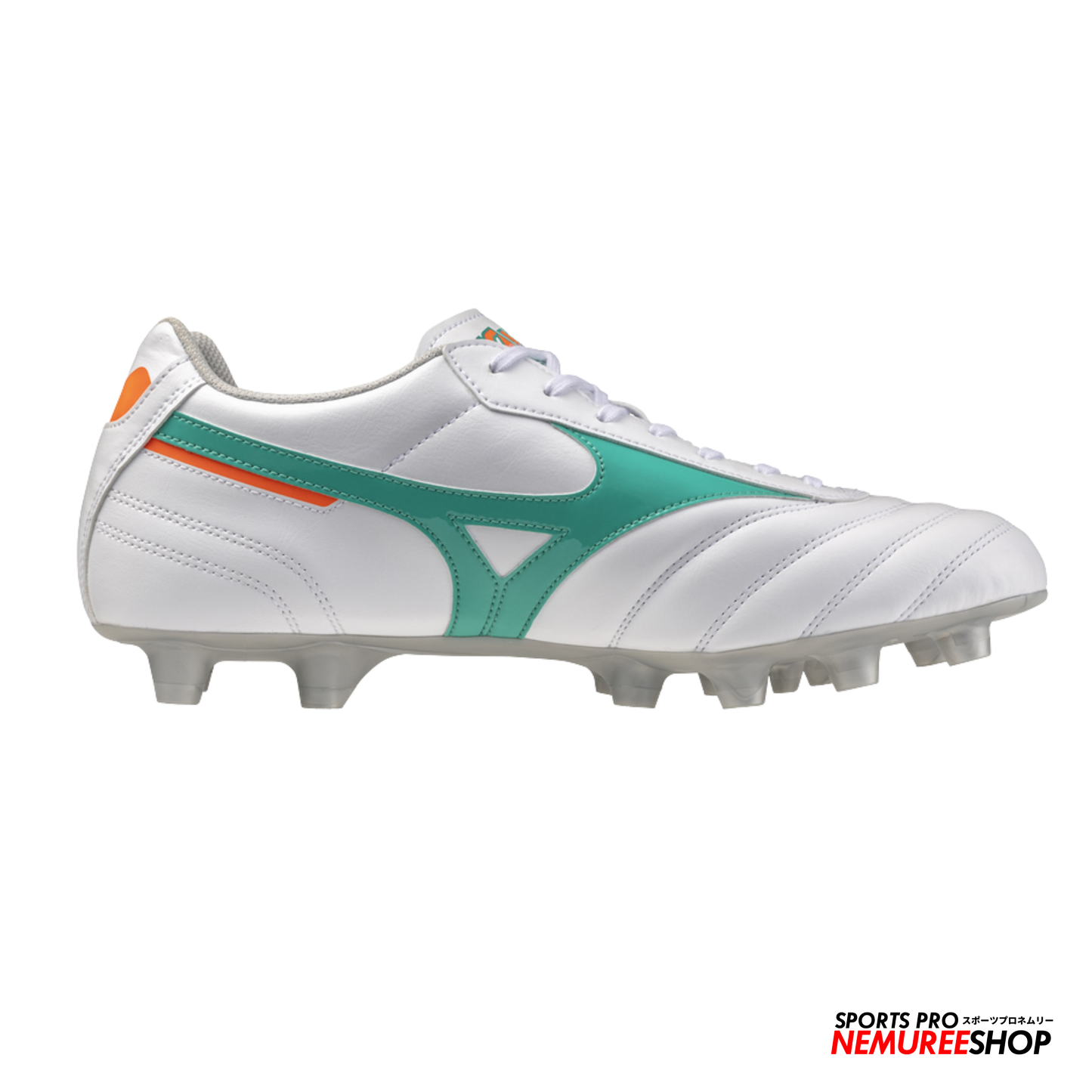 MIZUNO Football Shoes MORELIA 2 CLUB (WHITE/ARCADIA/LAVA ORANGE)